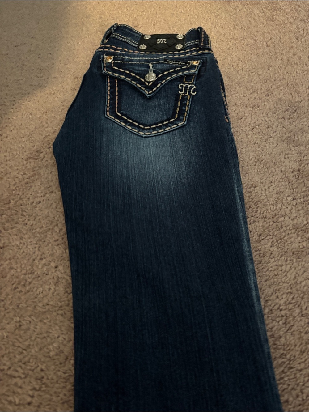 Miss Me Dark Indigo Bootcut Jeans with Embroidered Pocket - Picture 5 of 11
